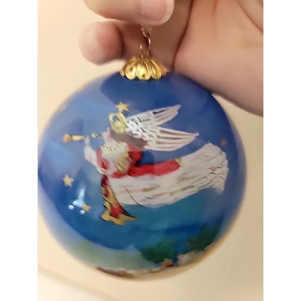 Li Bien 2003 Christmas Ornament Nativity Scene Mary Joseph Jesus Glass Globe